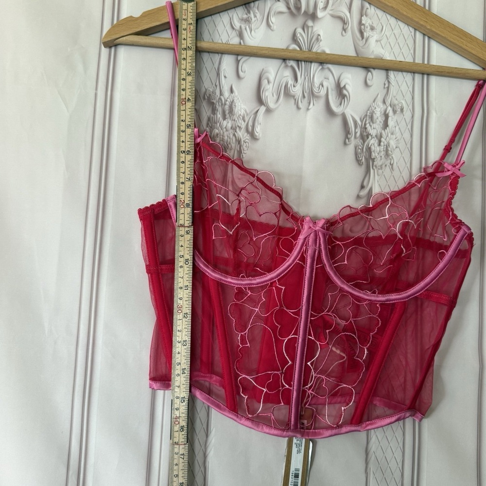 SKIMS Embroidered Tulle Unlined Demi Corset Size XS In Punch NWT - Picture 6 of 9